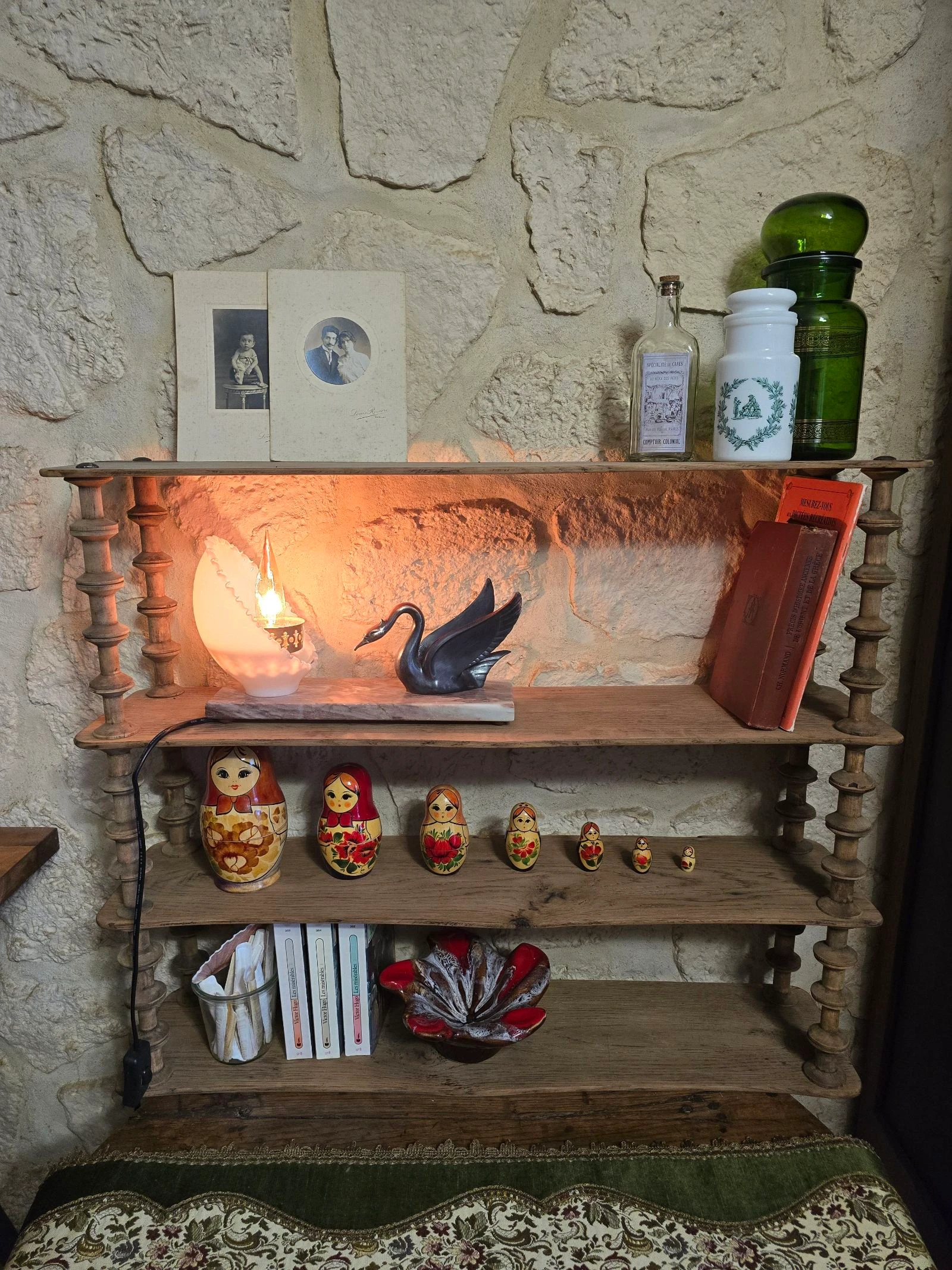 Estantería para bobinas completamente decapada de madera natural – photo 8